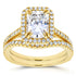 Radiant Moissanite and Diamond Bridal Set 2 1/4 CTW in 14k Yellow Gold